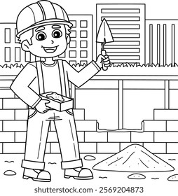 Construction Worker Mason Coloring Page for Kids