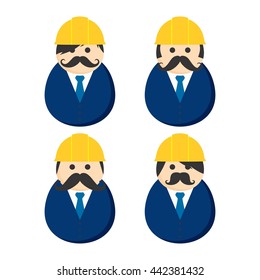 construction worker mustache guy avatar portrait picture icon