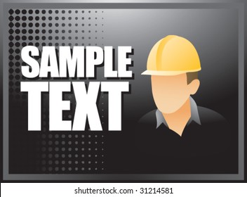 construction worker on black halftone sign