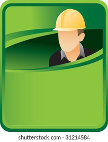 construction worker on classic green background