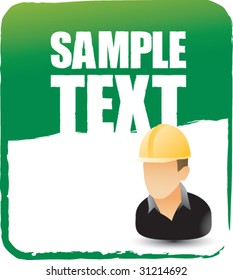 obrero de la construcción con pancarta verde
