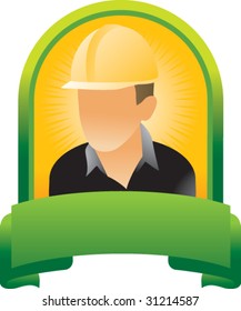 construction worker on green crest