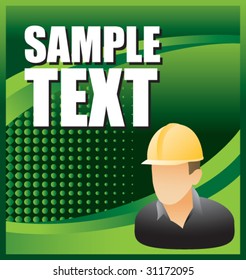construction worker on green halftone banner