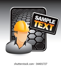 construction worker on hexagon background