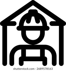 Trabajador de la construcción, trabajador, icono de contorno de construcción