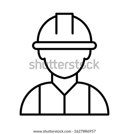 construction worker outline icon illustration, builder labor icon