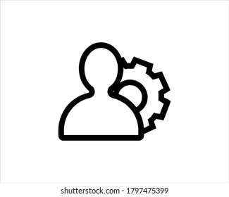 Construction worker outline and linear vector.
