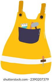 construction worker overalls with toolbox cartoon vector illustration graphic design