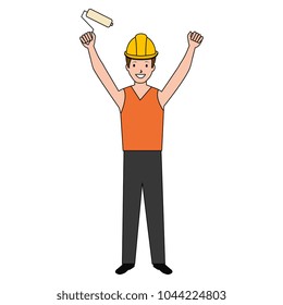 construction worker with paint roller avatar