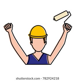 construction worker with paint roller avatar