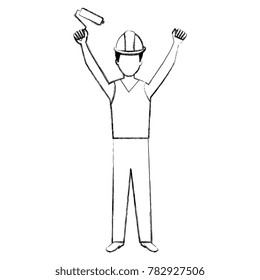 construction worker with paint roller avatar
