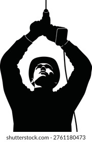 A construction worker Person in contemplative posture wearing a suit and glasses Vector