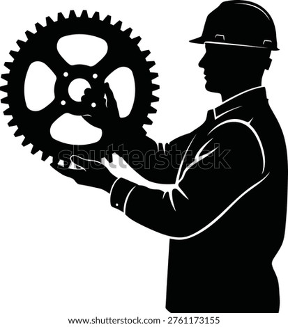 A construction worker A person in a full black hoodie and mask against a stark white background Vector