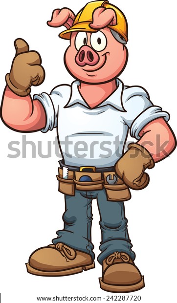 Construction Worker Pig Vector Clip Art Stock Vector Royalty Free 242287720