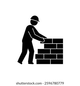 A Construction Worker Placing Bricks on a Wall, Symbolizing the Building of Society
