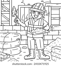 Construction Worker with Plaster Coloring Page 