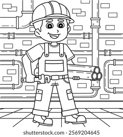 Construction Worker Plumber Coloring Page for Kids