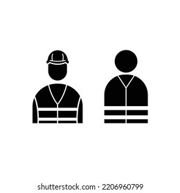 Construction worker portrait icons vector symbol. Man with construction work helmet.