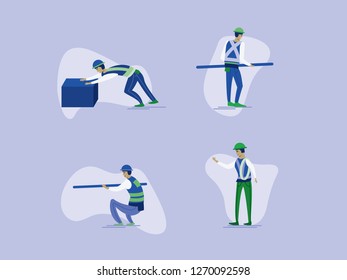 Construction worker poses