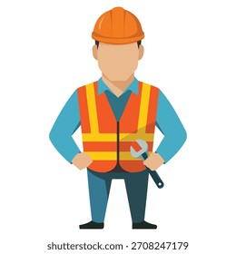 Ilustración vectorial plana del icono de la profesión del trabajador de la construcción aislada en el fondo blanco