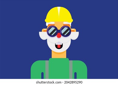 Construction worker profile flat design vector illustration