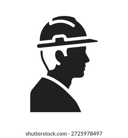 Icono de perfil de trabajador de construcción con casco para constructor e ingeniero avatar, un símbolo de seguridad laboral industrial y carácter de contratista