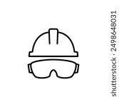 construction worker project protective helmet icon, with safety glasses, eps vector illustration