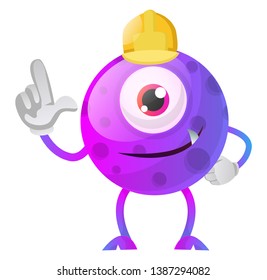 Construction worker purple monster illustration vector on white background