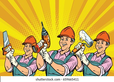 Construction worker with the repair tools