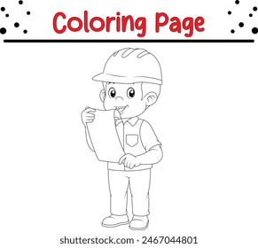 construction worker repairman coloring book page for kids and adults