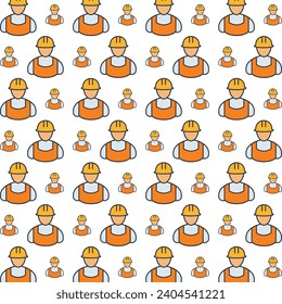Construction worker repeating smart trendy seamless pattern colorful background