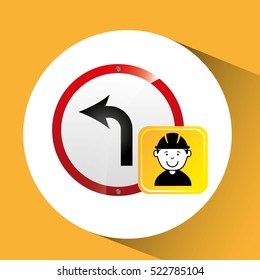 construction worker road sign graphic vector illustration eps 10