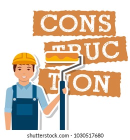 construction worker roller paint tool