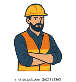 Construction Worker in Safety Gear – Representation of Occupational Safety, Engineering, and Labor Industry