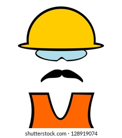 construction worker with safety glasses and hard hat
