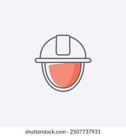 Construction worker safety helmet icon. A simple, flat icon design of a hard hat, ideal for safety and construction themes.