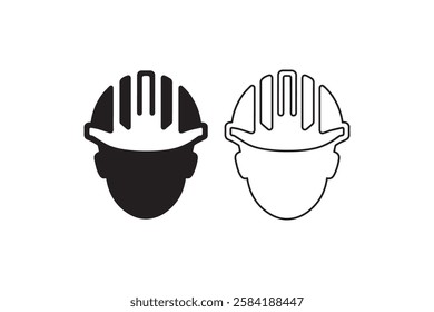 construction worker safety helmet icon vector silhouette isolated in white background
