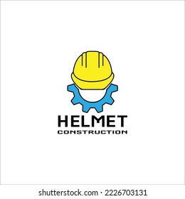Construction worker safety helmet logo template