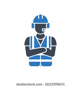 Construction Worker Safety Icon Isolated On White Background