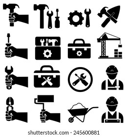 Construction worker set icons.vector