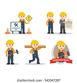 construction worker set illustration design