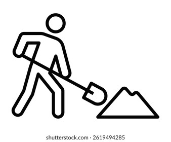 Trabajador de la construcción con Ilustración vectorial de pala. Trazo editable.