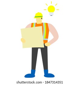 Construction Worker Construction Sign Worker Character Stock Vector ...