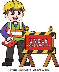 Sinal de construção do operário de construção Clipart 