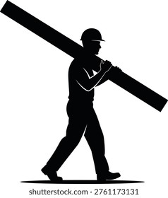 A construction worker A silhouette of a baseball player swinging a bat in a powerful stance Vector