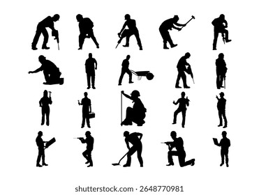 Construction Worker Silhouette Element Set