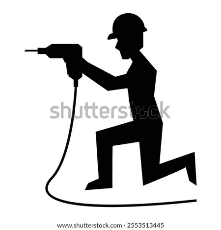 Construction Worker Silhouette Icon for Building and Labor Themes