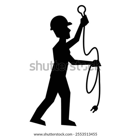 Construction Worker Silhouette Icon for Building and Labor Themes
