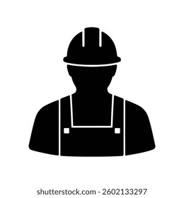 Construction Worker Silhouette Icon with Hard Hat