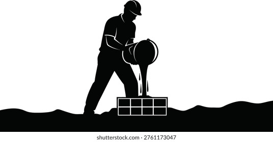 A construction worker A silhouette of a person sitting on a bench against a sunset Vector